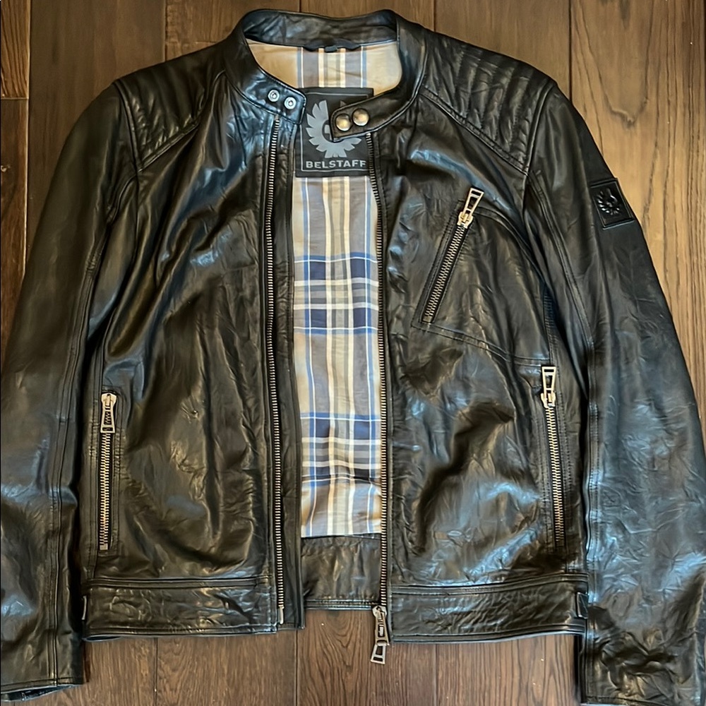 Belstaff Black Leather Jacket for Men